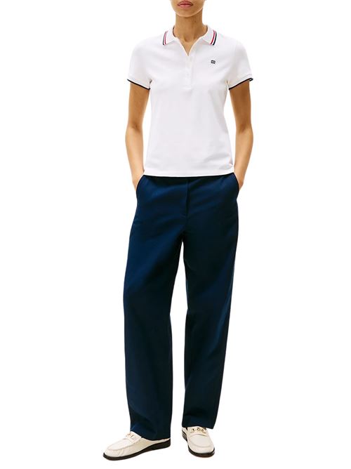 Polo donna bianca in cotone Tommy Hilfiger | WW0WW44517YCF